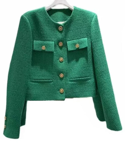 SMTHMA Korean Chic Female Tweed Basic Jacket Coat Women Clothing Runway Style Woolen Outerwear