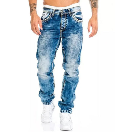 Mens Jeans Brands Straight Stretch Slim Jean Homme Pantalones Hombre Casual Pants Denim Trousers Baggy Jeans Black Blue