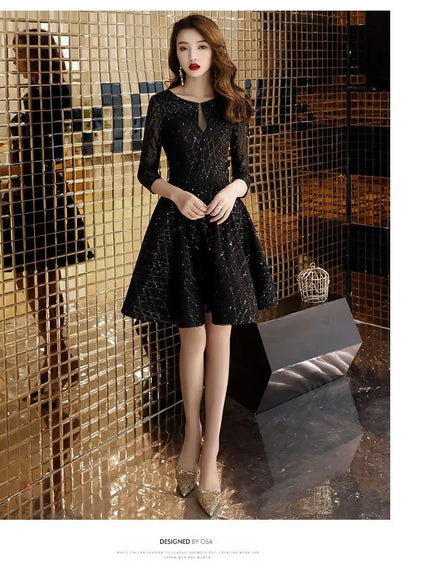 Evening Dress Women's 2024 New Black Dinner Party Cocktail Party Birthday Dresses Female Fashion Elegant Autumn Short Vestidos