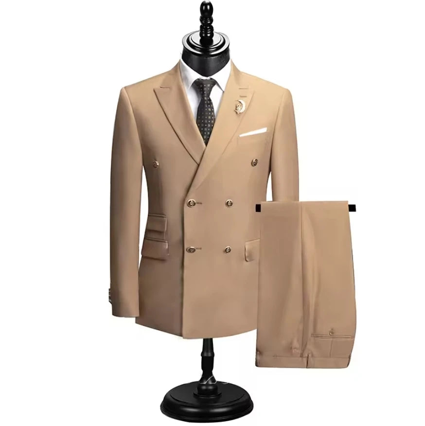 2025 Suits For Men New Style (Blazer+Pants) Double Breasted Wedding Banquet/Hosting/Party 2 Piece Blazer Pants Dress