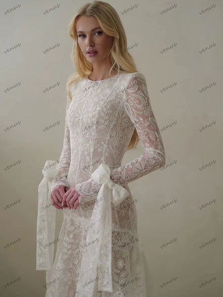 Gorgeous Wedding Dresses Exquisite Bridal Gowns Lace Tiered Robes For Formal Party Full Sleeves Vestidos De Novia Customized