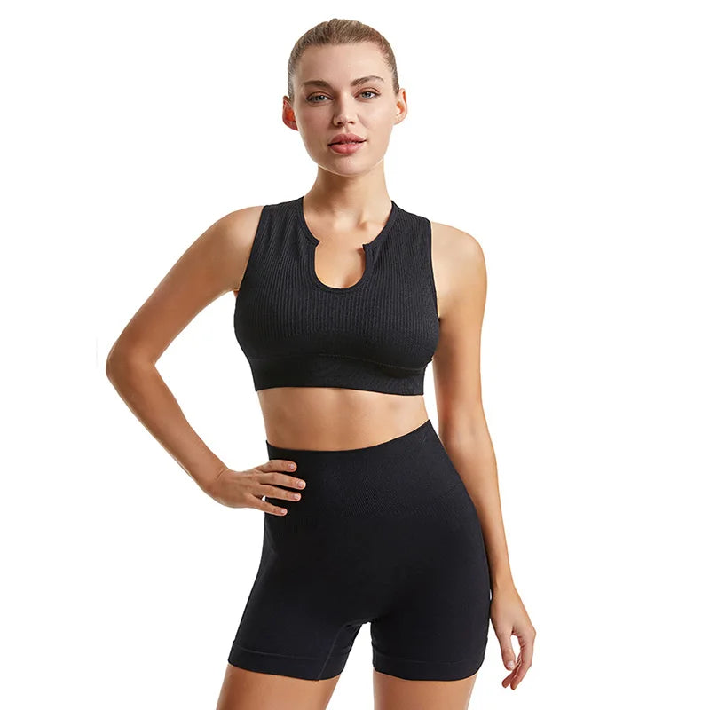 Gym Set Workout Clothes for Women Seamless Leggings Sports Bra Yoga Set Female Clothing High Waist Shorts Women Tracksuit