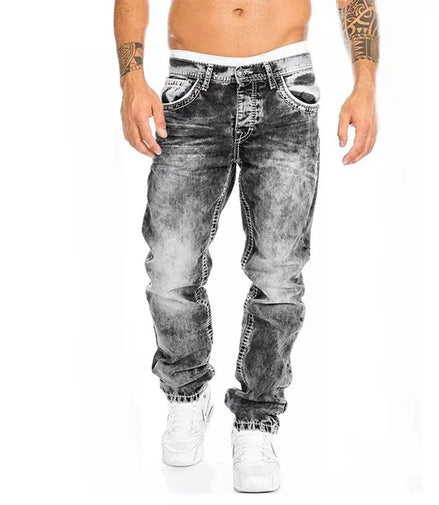 Mens Jeans Brands Straight Stretch Slim Jean Homme Pantalones Hombre Casual Pants Denim Trousers Baggy Jeans Black Blue