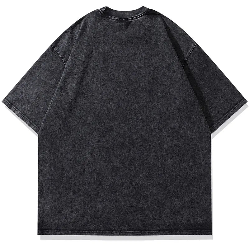 Vintage Oversized T-Shirts Streetwear Cartoon Doberman Dog knife Graphic Printed Black Tshirt Hip Hop Harajuku Punk Gothic Tops