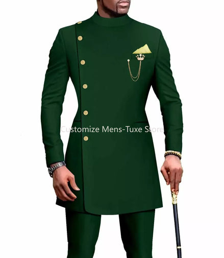 Mens Suits Blazers African Clothes for Men Suit 2 Piece Jacket Pants Traditional Wedding Slim Fit Solid Color Festival Party