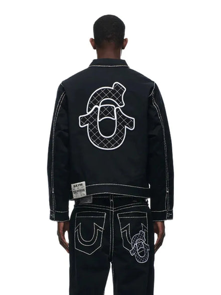 American Vintage Buddha Black Denim Jacket Men Oversize Sweatshirt Casual Zip Coats Tops Harajuku Zip Up Hoodie Goth Y2K Jackets