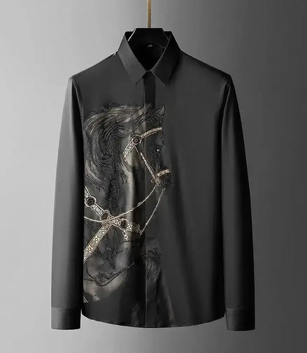 Shirts for Men Long Sleeve Printed Funny with Print Man Shirt Button Up Sleeves Fashion 2024 Elegant Hipster High Quality Luxury