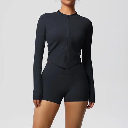 2 Pieces Yoga Set Fitness Jacket Workout Set Sportswear Women Gym Clothes Long Sleeve Crop Top High Waist Leggings Sports Suit