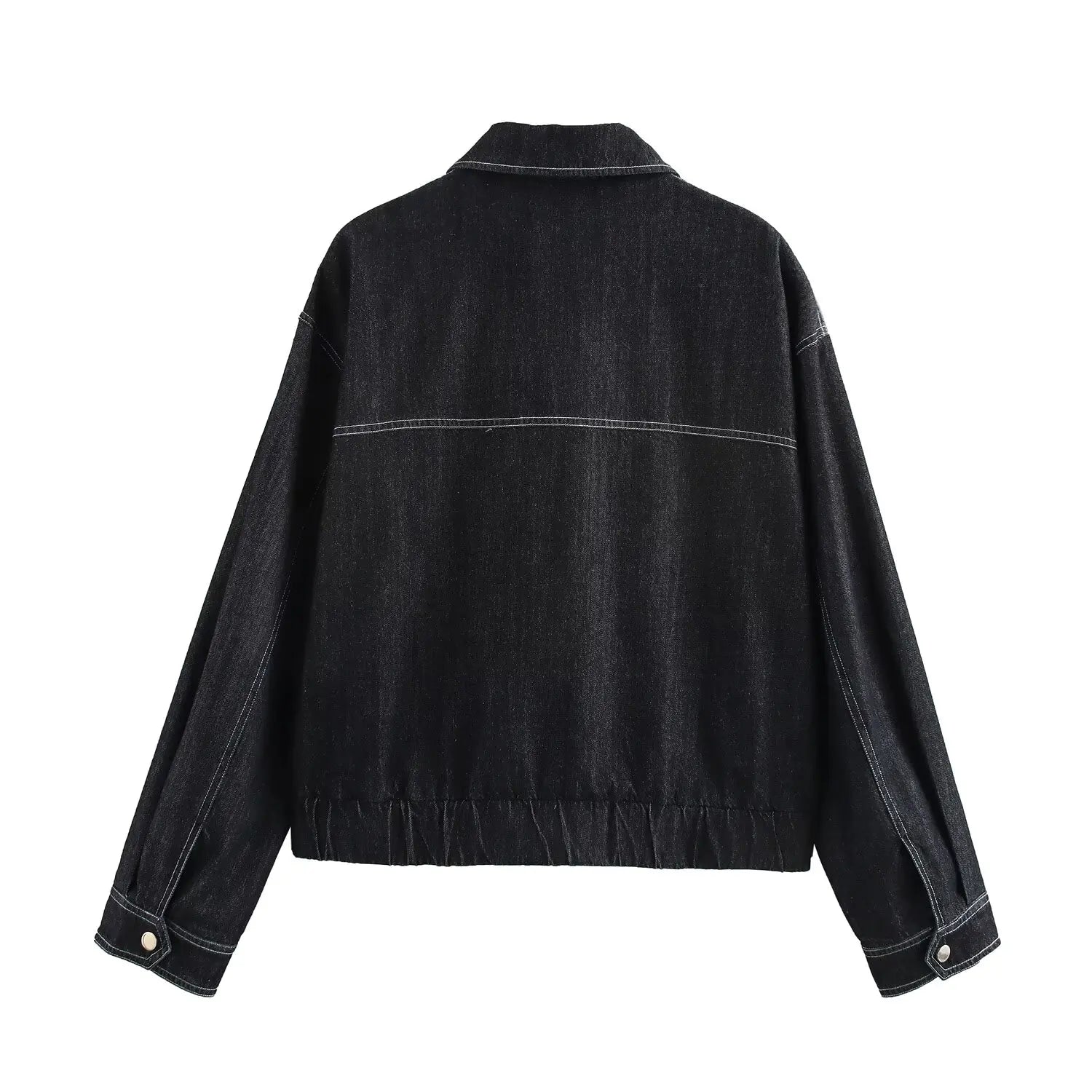 2025 new women's clothing European and American style French fashion versatile denim effect jacket long sleeve coat