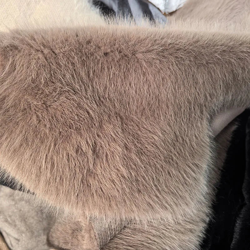 Faux Fox Fur Coat Women Short Jacket Turn Down Collar Long Sleeves Thick Slim Y2k Casual Jackets Office Lady 2025 Autumn Winter