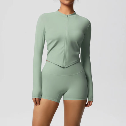 2 Pieces Yoga Set Fitness Jacket Workout Set Sportswear Women Gym Clothes Long Sleeve Crop Top High Waist Leggings Sports Suit