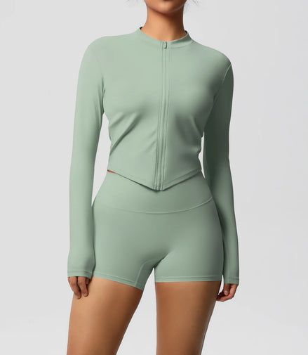 2 Pieces Yoga Set Fitness Jacket Workout Set Sportswear Women Gym Clothes Long Sleeve Crop Top High Waist Leggings Sports Suit