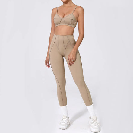 Yoga Sports Fitness Sets High Waist Hip-lifting Trousers Open Back Bra Suit Casual Running Workout Gym Leggings Sexy Sets Women