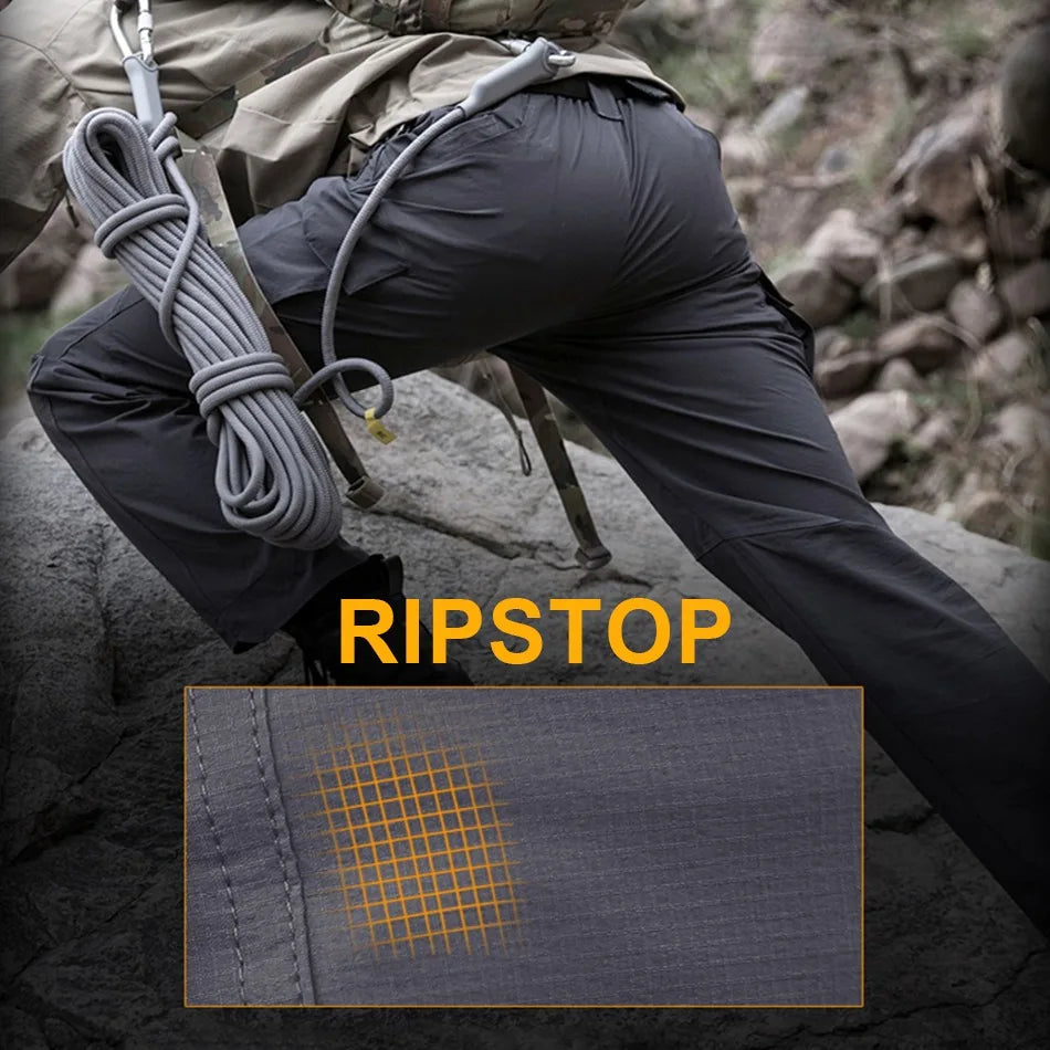 Men Tactical Pants Multi Pockets Summer Thin Outdoor Camping Trekking Hiking Military Waterproof Quick Dry Trousers Cargo Pants