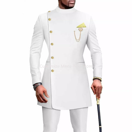 Mens Suits Blazers African Clothes for Men Suit 2 Piece Jacket Pants Traditional Wedding Slim Fit Solid Color Festival Party
