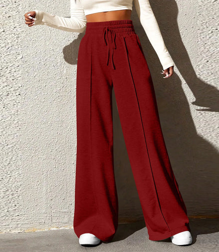 Women's Fashion Solid Colour High Waisted Drawstring Waist Wide Leg Sweatpants with Pockets Casual Loose Yoga Pants NEW 202