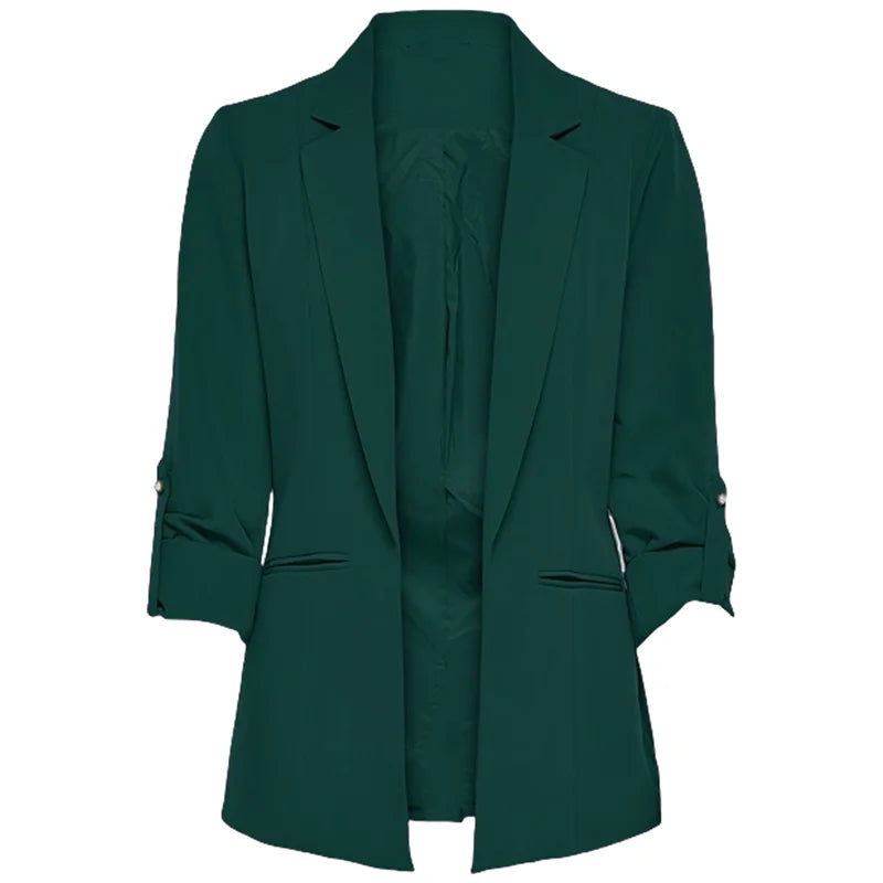 Women's Jacket Spring Summer New Arrivals Roll-up Cuffs Outerwears Lined Open Stitch Thin Jackets for Streetwear Womans Clothing