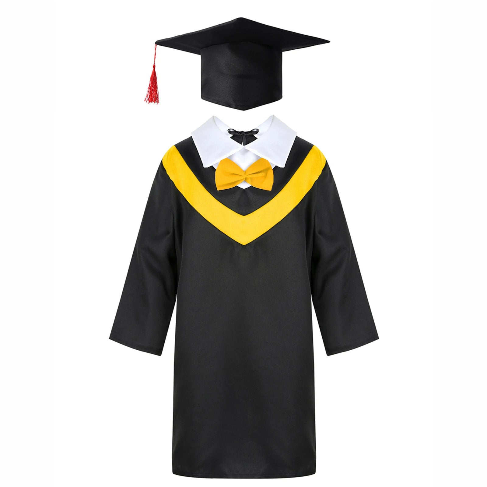Boys Girls Graduation Gown Kids Students Bachelor Costumes Primary School Uniforms Gown with Tassel Cap for Role Play Costume