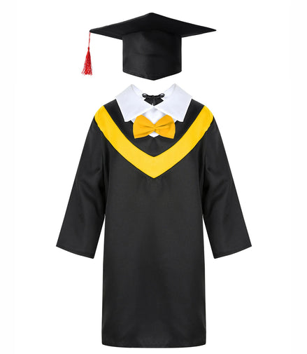 Boys Girls Graduation Gown Kids Students Bachelor Costumes Primary School Uniforms Gown with Tassel Cap for Role Play Costume