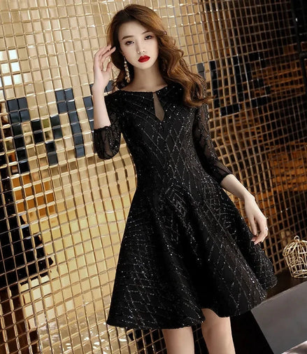 Evening Dress Women's 2024 New Black Dinner Party Cocktail Party Birthday Dresses Female Fashion Elegant Autumn Short Vestidos