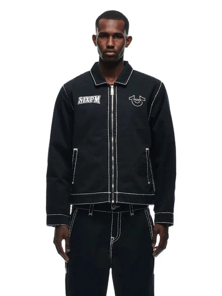 American Vintage Buddha Black Denim Jacket Men Oversize Sweatshirt Casual Zip Coats Tops Harajuku Zip Up Hoodie Goth Y2K Jackets
