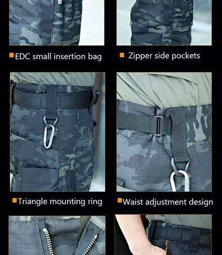 Men's Tactical Pants Outdoor Work Casual Cargo Trousers Waterproof Multi-pocket Wear-Resistant Outdoor Training Trousers