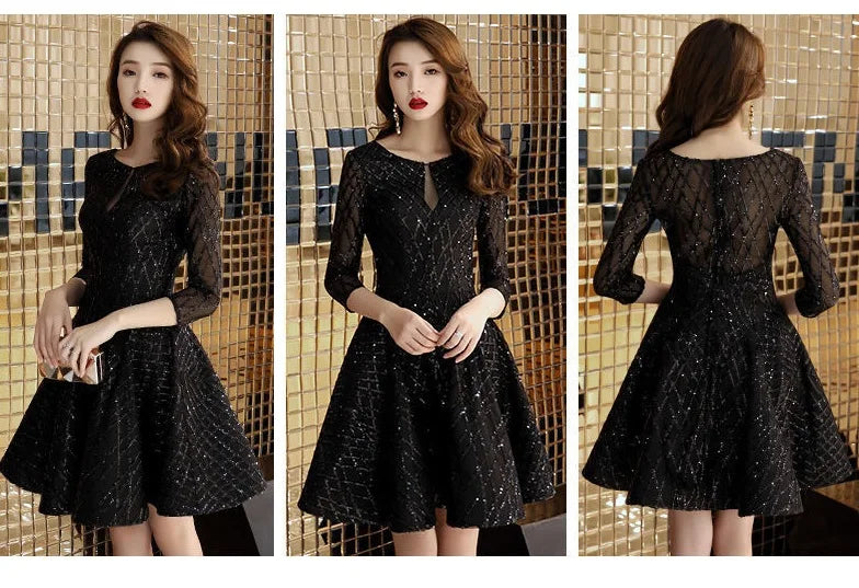 Evening Dress Women's 2024 New Black Dinner Party Cocktail Party Birthday Dresses Female Fashion Elegant Autumn Short Vestidos