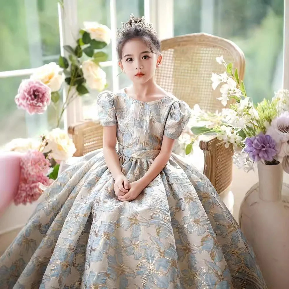 Kids Pageant Evening Gowns Flower Girl Embroidery Dress Weddings Birthday Party Robe For Girls First Communion Dresses