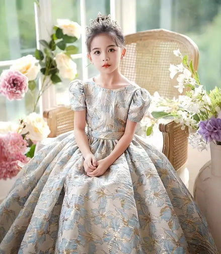 Kids Pageant Evening Gowns Flower Girl Embroidery Dress Weddings Birthday Party Robe For Girls First Communion Dresses