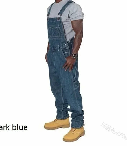 Mens Jeans 2025 Overalls Men Pockets Casual Loose Long Denim Pants Slim Splice Straight Rompers Autumn Plus Size Long Jeans Men