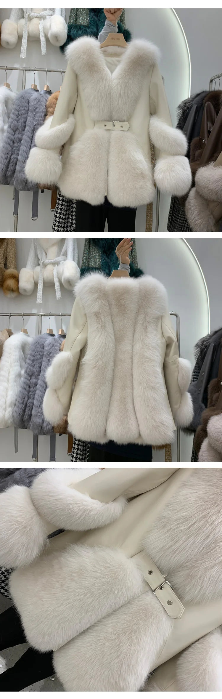 ZDFURS*Fox Fur Fur Coat Women's Mid-Length 2025  New Whole Leather Sheepskin Coat Fashionable Winter Slimming