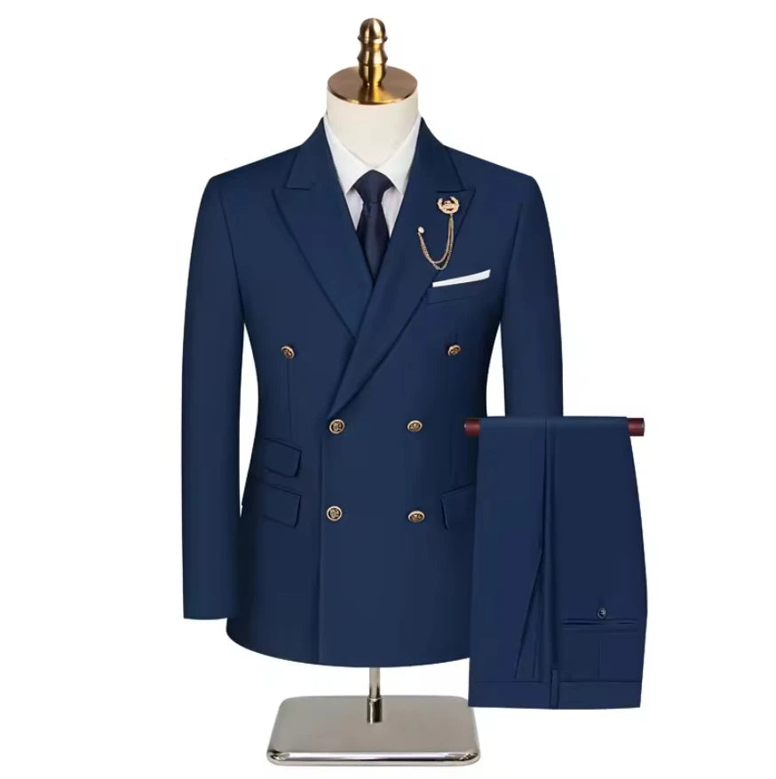 2025 Suits For Men New Style (Blazer+Pants) Double Breasted Wedding Banquet/Hosting/Party 2 Piece Blazer Pants Dress