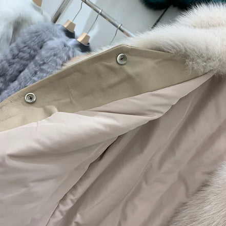 ZDFURS*Fox Fur Fur Coat Women's Mid-Length 2025  New Whole Leather Sheepskin Coat Fashionable Winter Slimming