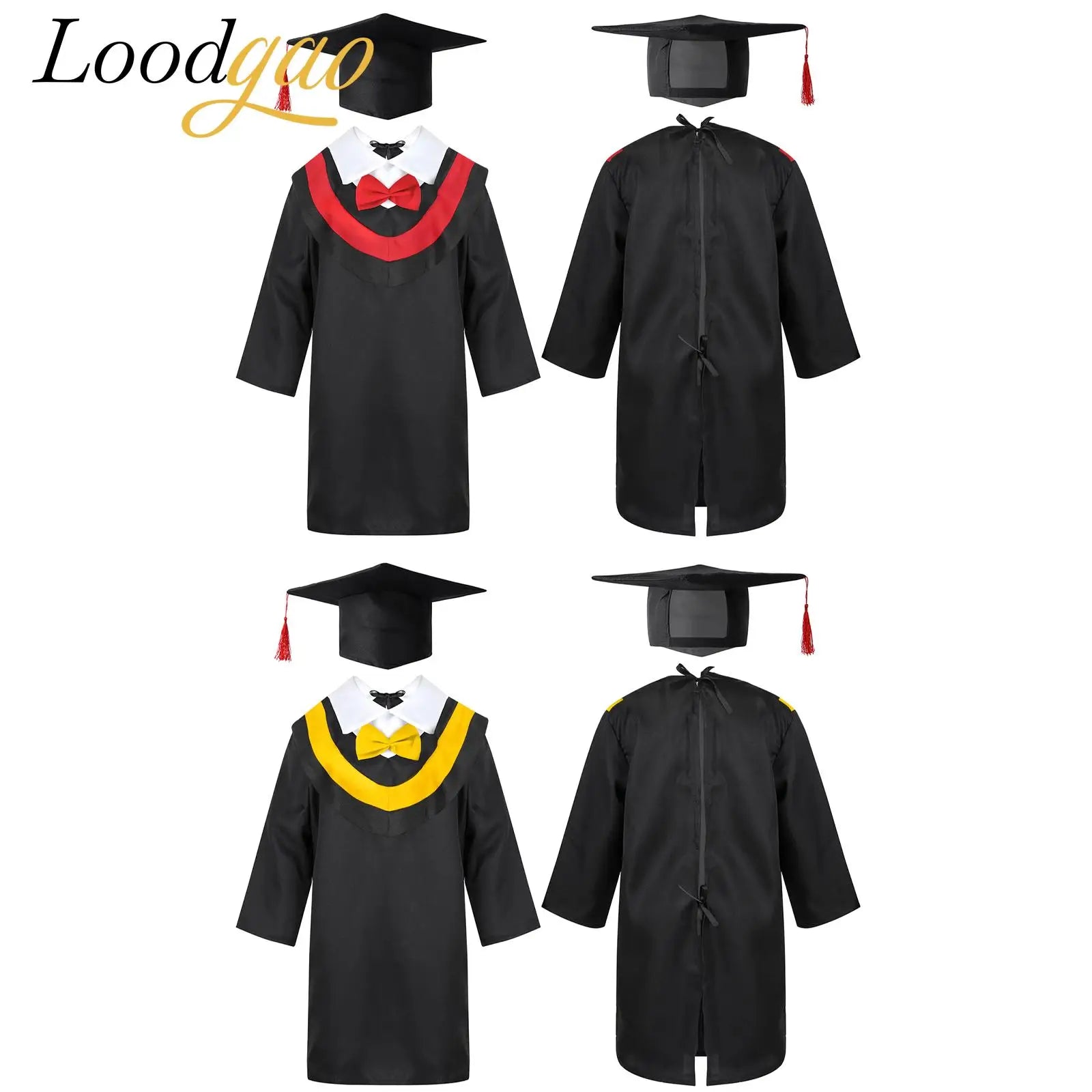 Boys Girls Graduation Gown Kids Students Bachelor Costumes Primary School Uniforms Gown with Tassel Cap for Role Play Costume