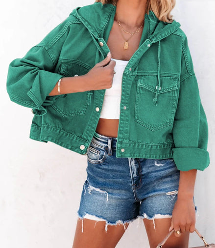 Fashion New Jackets for Women 2022 Hooded Denim Jacket Women Vintage Jean Coats Casual Long Sleeve Top Clothes Women Streetwear