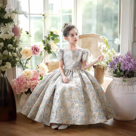 Kids Pageant Evening Gowns Flower Girl Embroidery Dress Weddings Birthday Party Robe For Girls First Communion Dresses