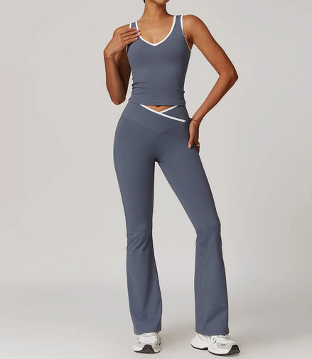 Yoga Set 2 Pieces Workout Outfits Fitness Sportswear Gym Tracksuit High Waist Leggings Sports Bra Athletic Wear Women Clothes